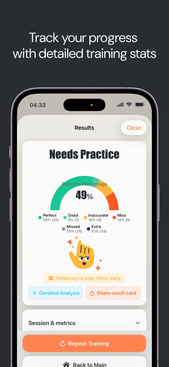 Track your progress with detailed training stats