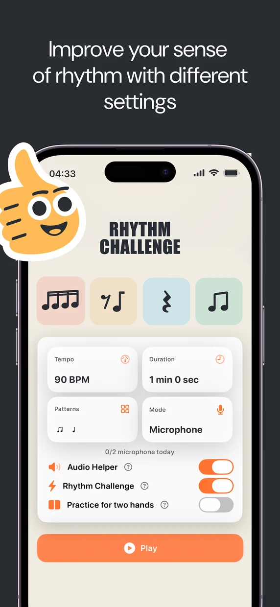 Improve your sense of rhythm with different settings